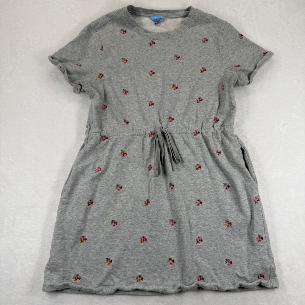 Draper James Womens Gray Floral‎ Embroidered Cotton Sweatshirt Dress Large SP22